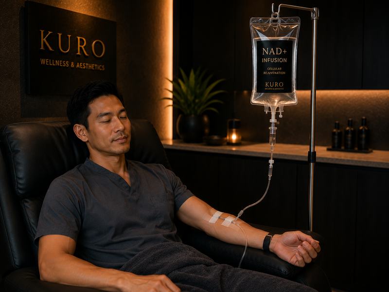 NAD+ infusion session at Kuro Clinic — cellular restoration IV therapy Los Angeles